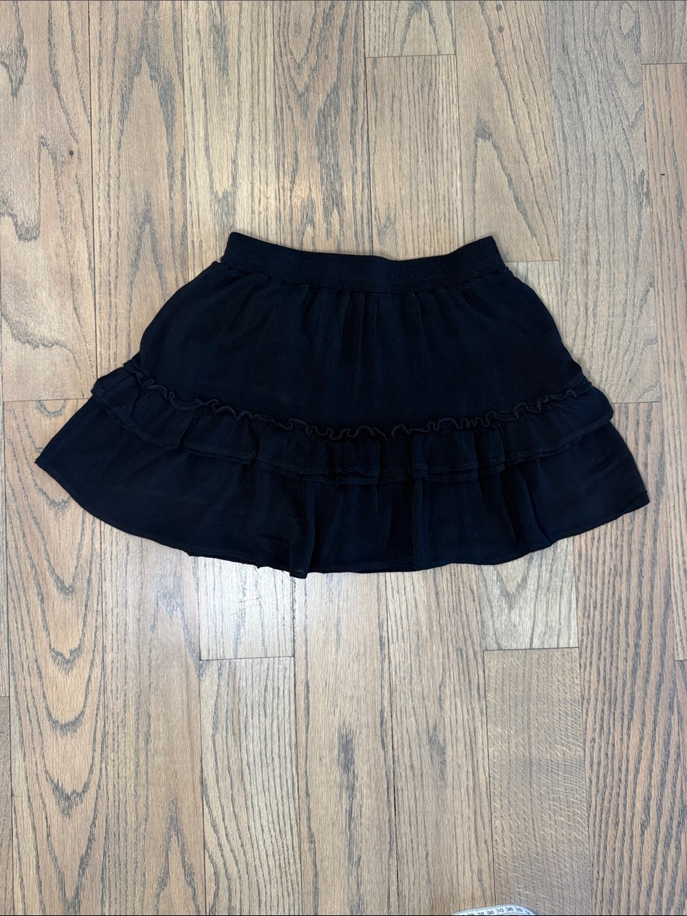 Storia Women’s Black Tiered Ruffled Lined Mini Skirt Size Small